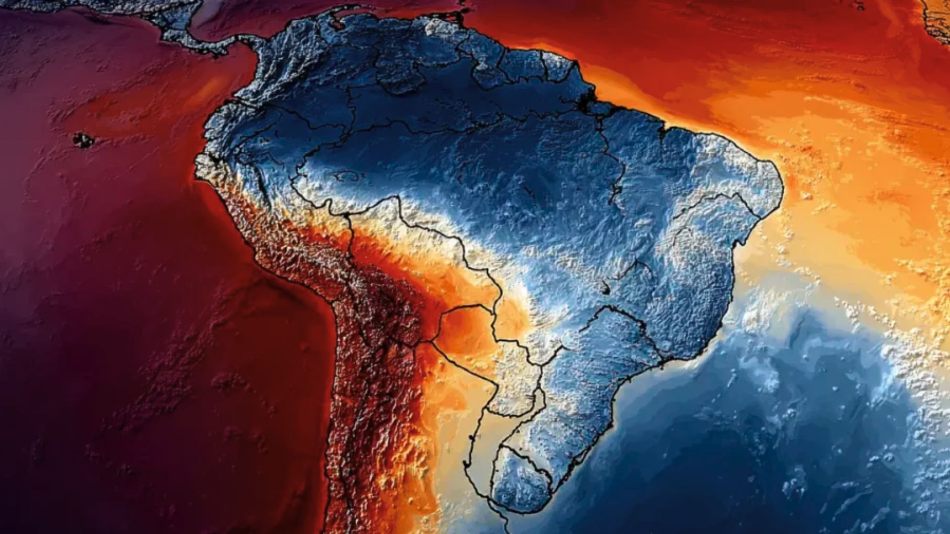 Mapa mostra os efeitos do El Niño na América do Sul e as variações climáticas que podem impactar o consumo e a geração de energia no Brasil.
